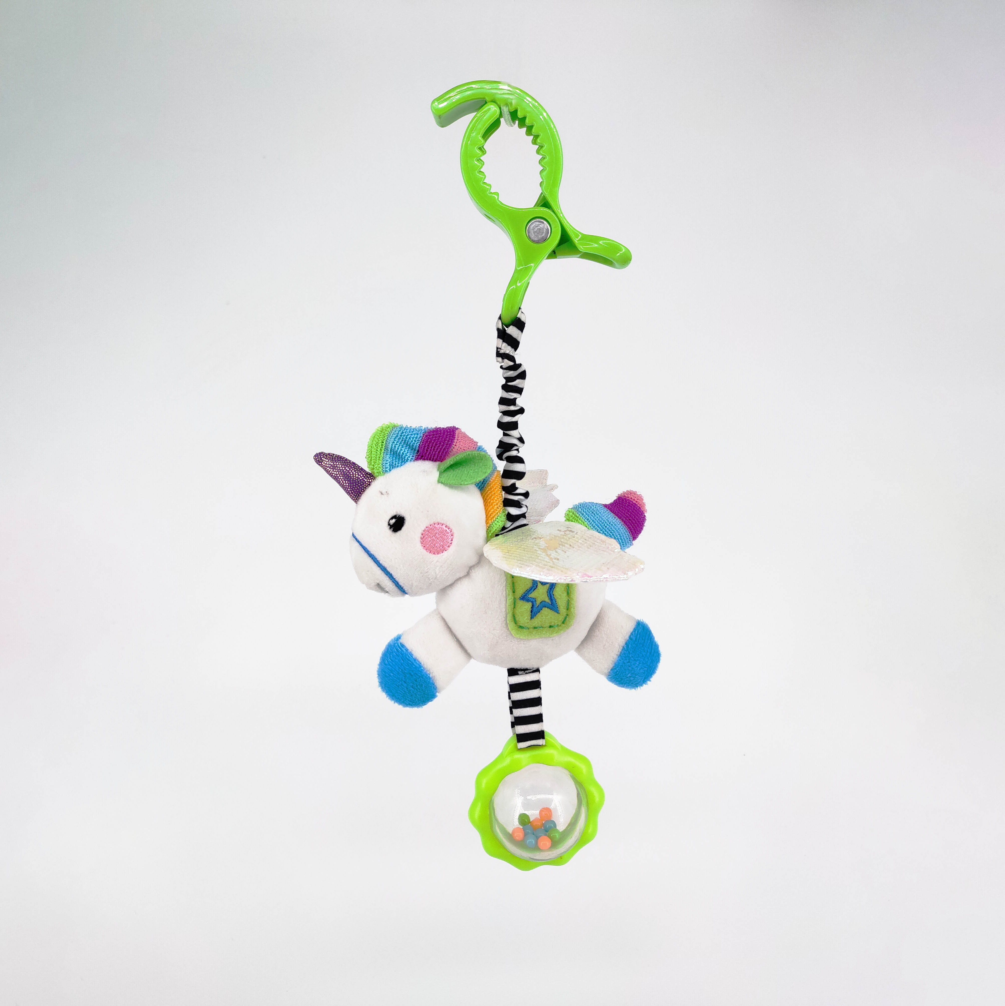 clip unicorn with crinkle paper, rattle,squeaker