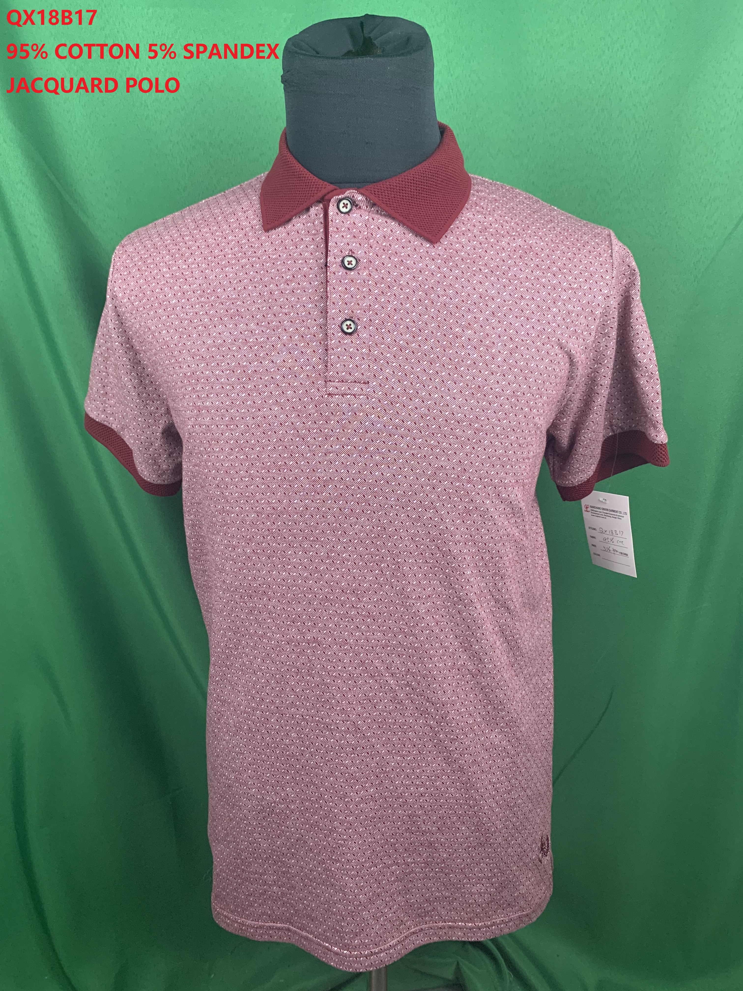 Qx18b17 Cotton Spandex Jacquard Polo