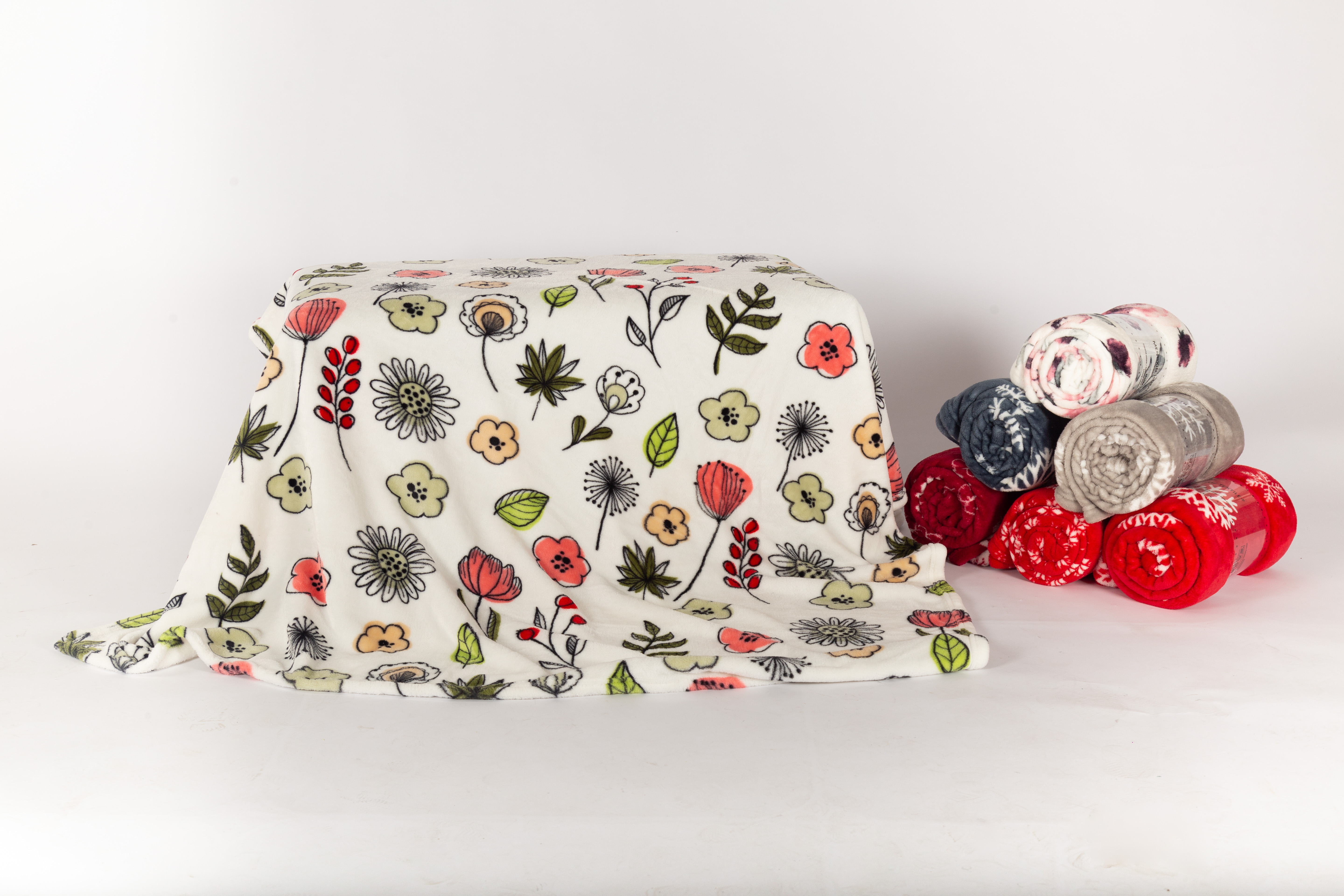 print flower flannel blanket