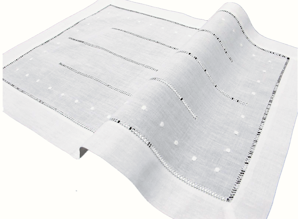 PLAEMAT with drawwork, embd dots