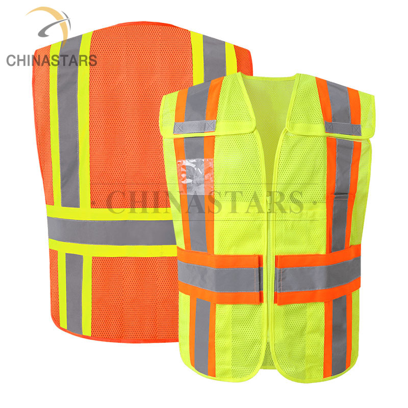 Wholesale ANSI107 Class 2 mesh fabric fluorescent Yellow 4 Point Breakaway Reflective Vest workwear