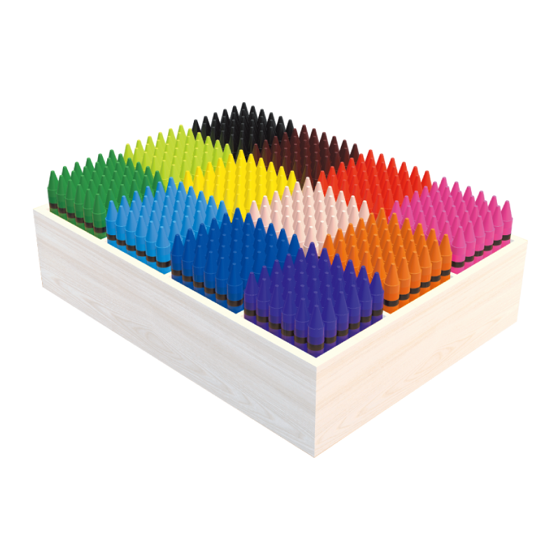 jumbo wax crayons in wooden box