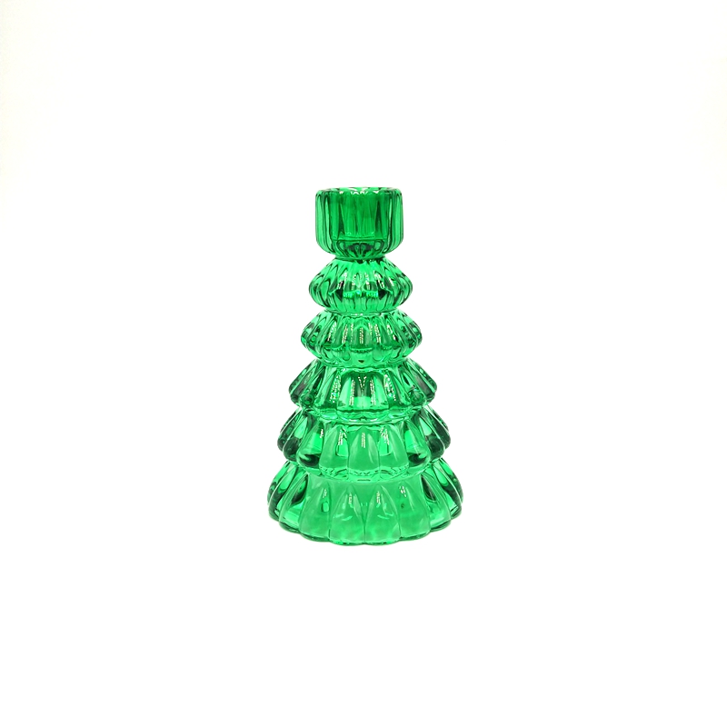 Hand made Christmas tree shape glass candle holder for decor