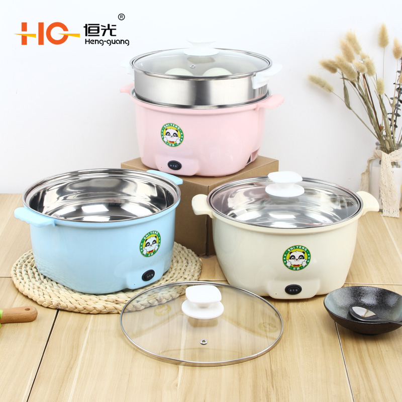 Hengguang New stainless steel hot pot takeout electric hot pot multi-functional dormitory hot pot double handle double deck electric boiler electric cooking pot