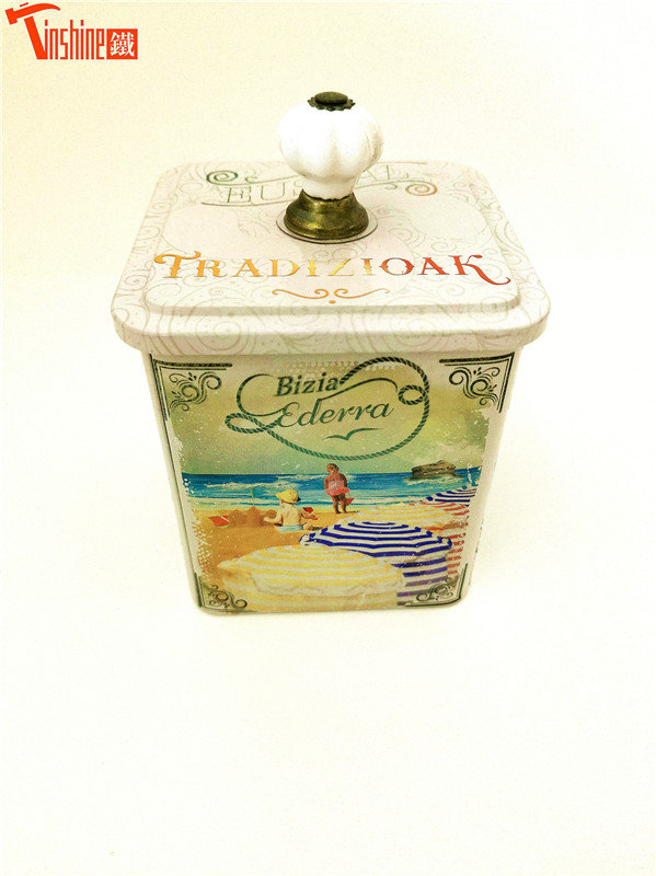 Handle square tin