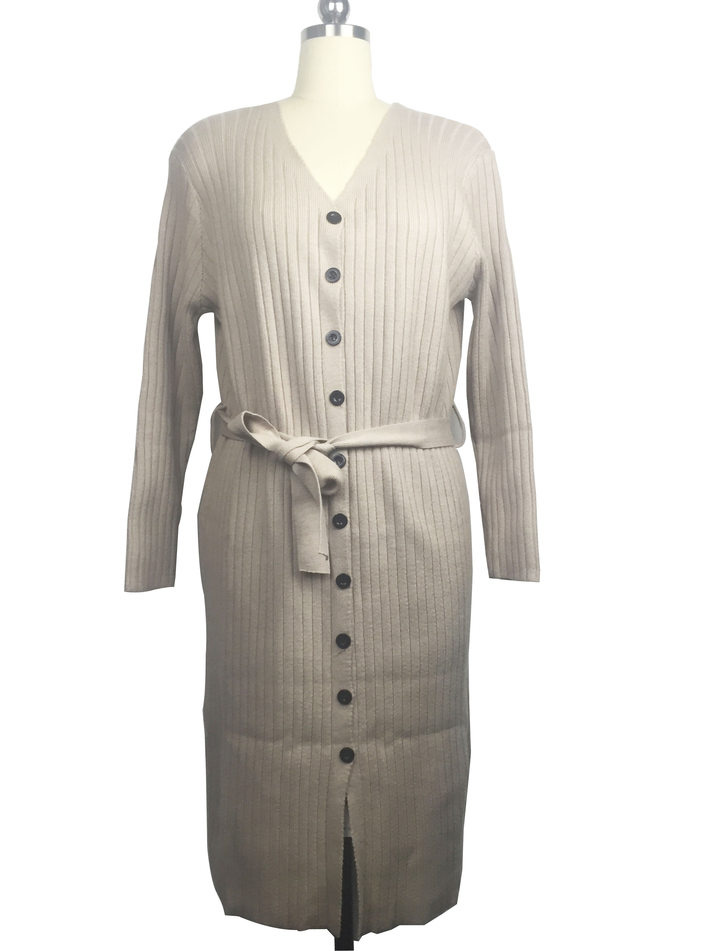 Ladies' v neck long dresses bottons cardigan