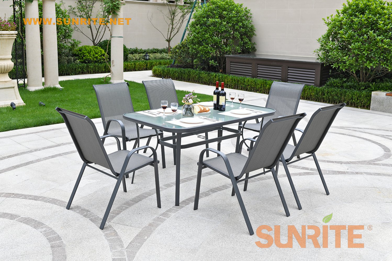 Kingston 7PCS Metal Sling Patio Dining Set