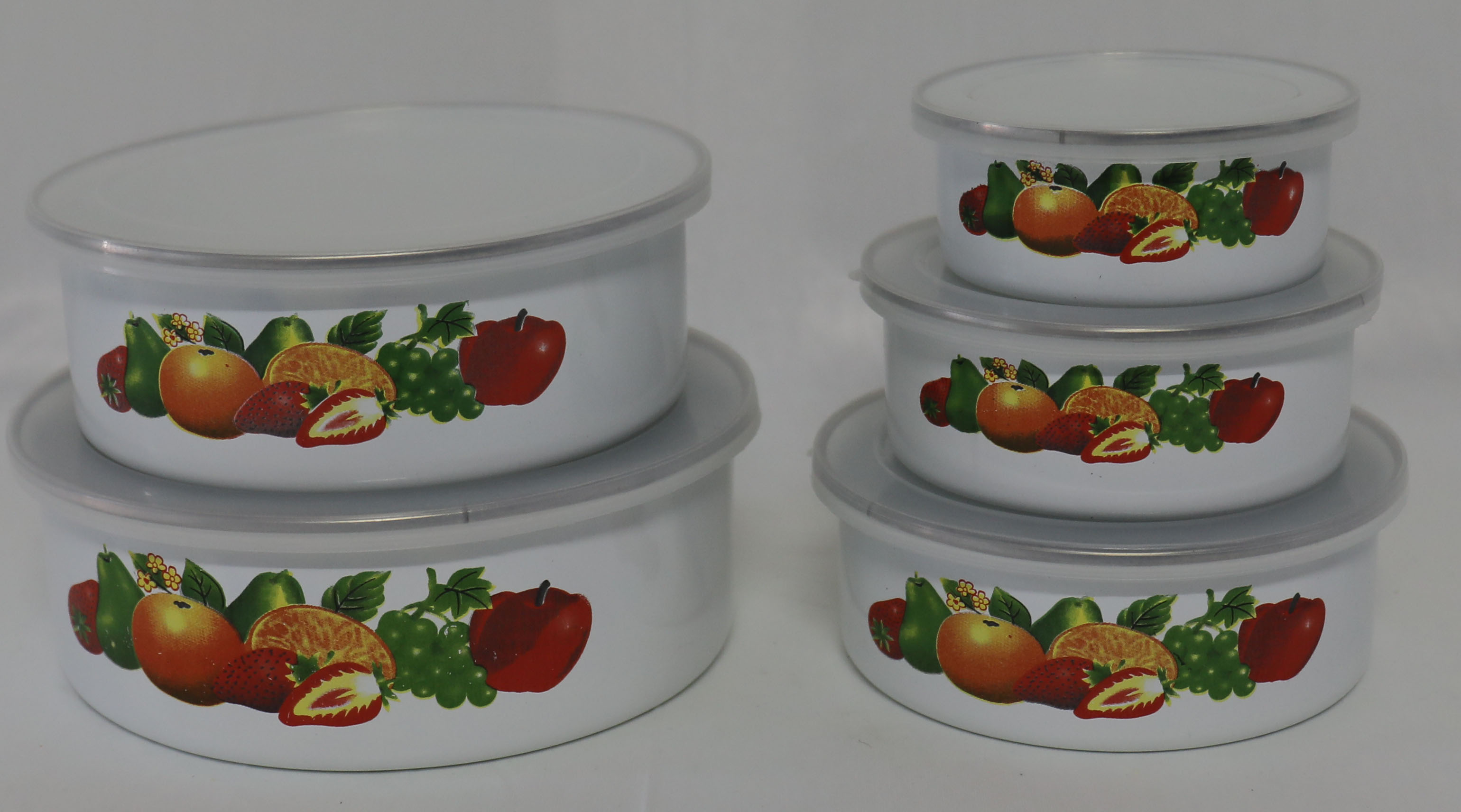 5 Pcs Enamel Storage Bowl With Decal