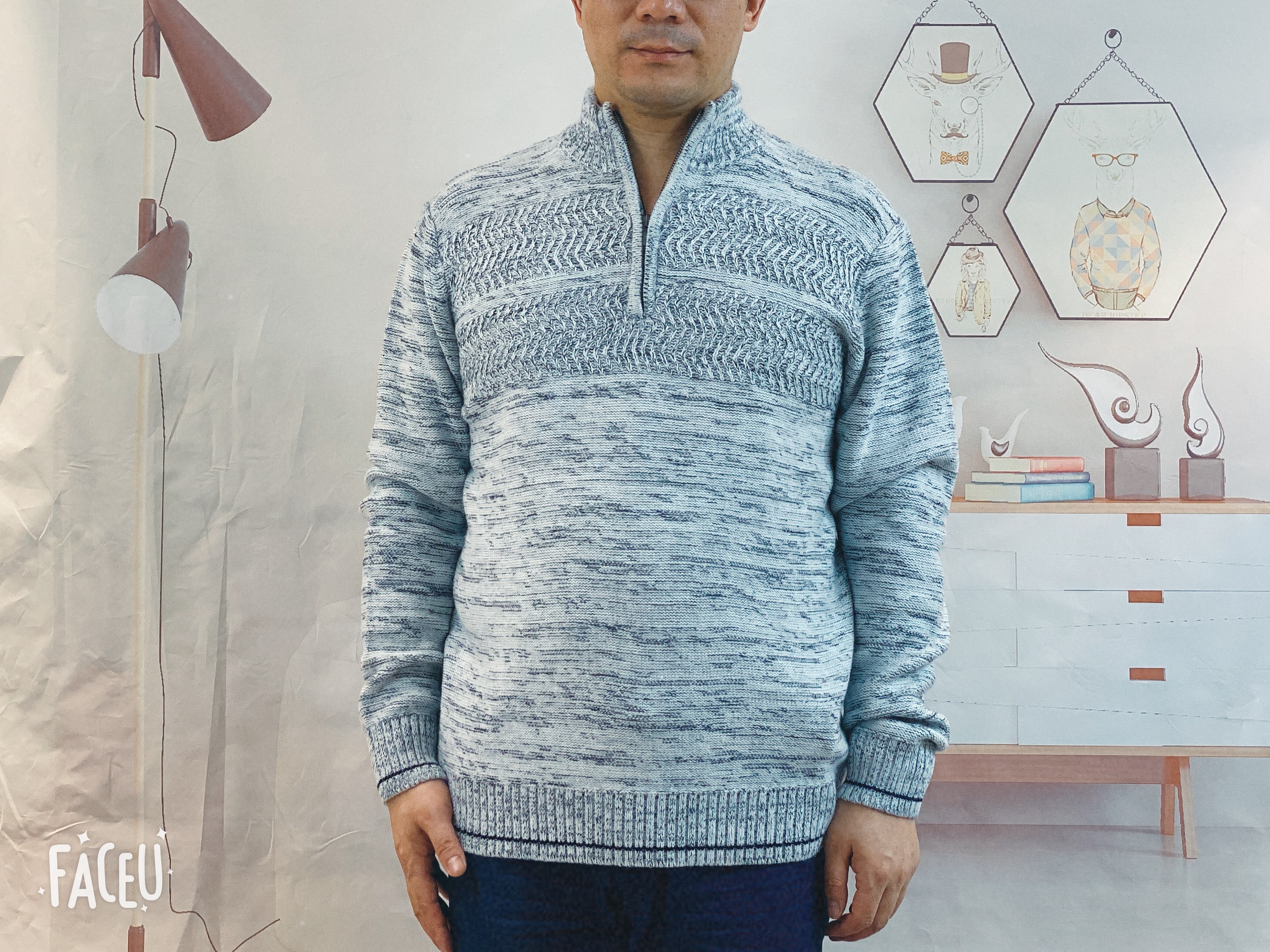Men's high neck half zipper pullover