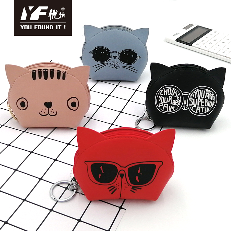 Y.F. Hot sale custom cute cartoon cat leather coin purse
