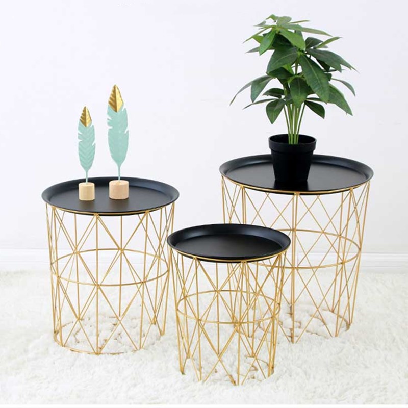 Iron coffee table Modern living room versatile storage basket