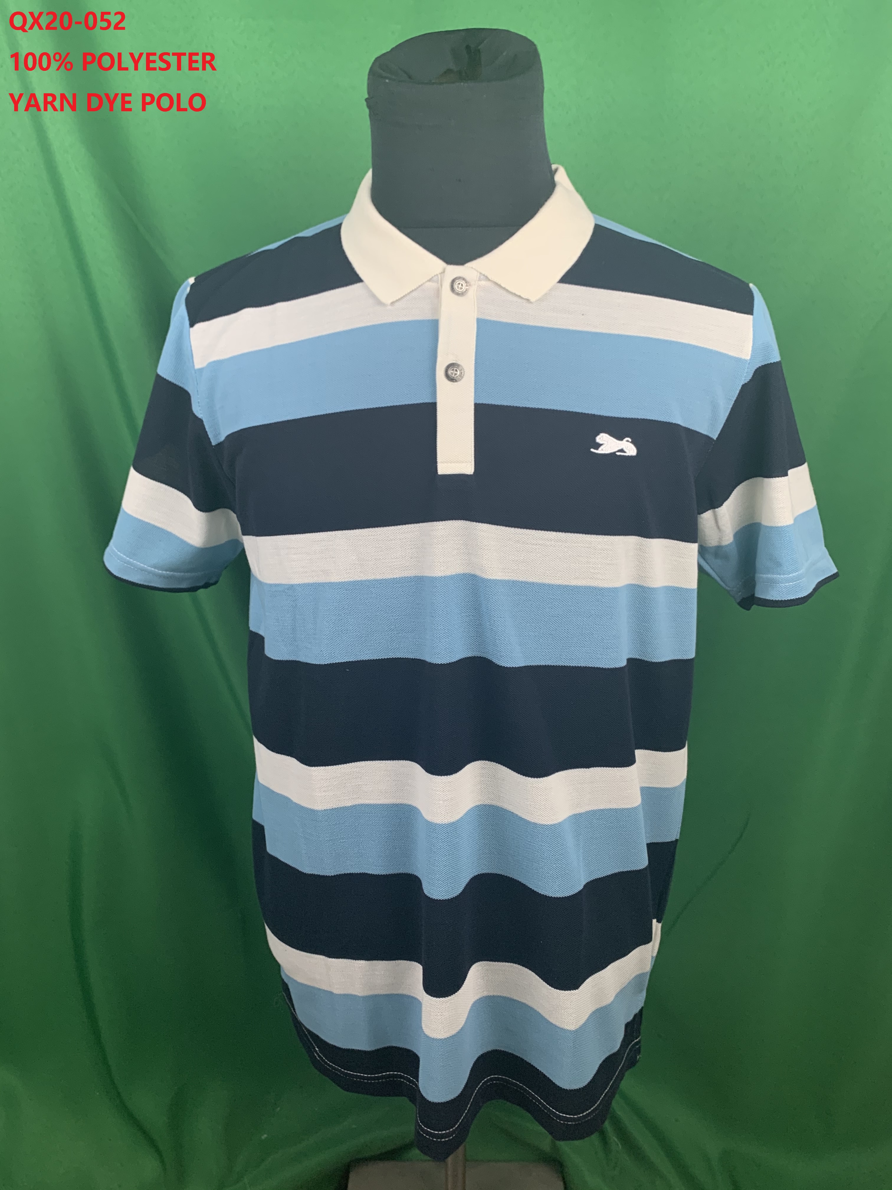 Qx20-052 100% Polyester Yarn Dye Polo