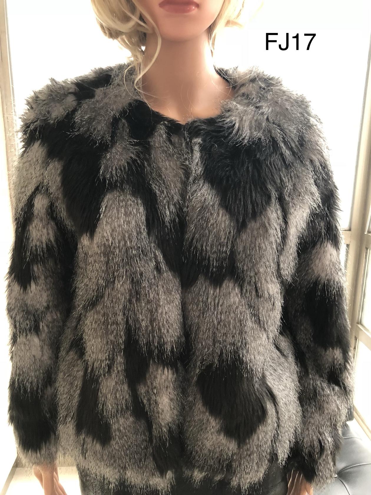 Ladies Jacquard Faux Fur Jacket