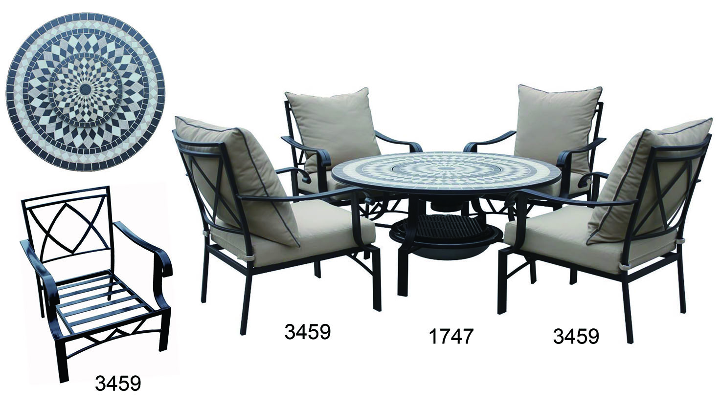 Ceramic mosaic heater (both cold and warm) + iron leisure chair series