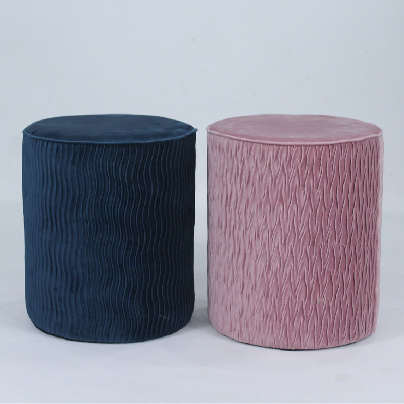 Wavy velvet fabric pouf