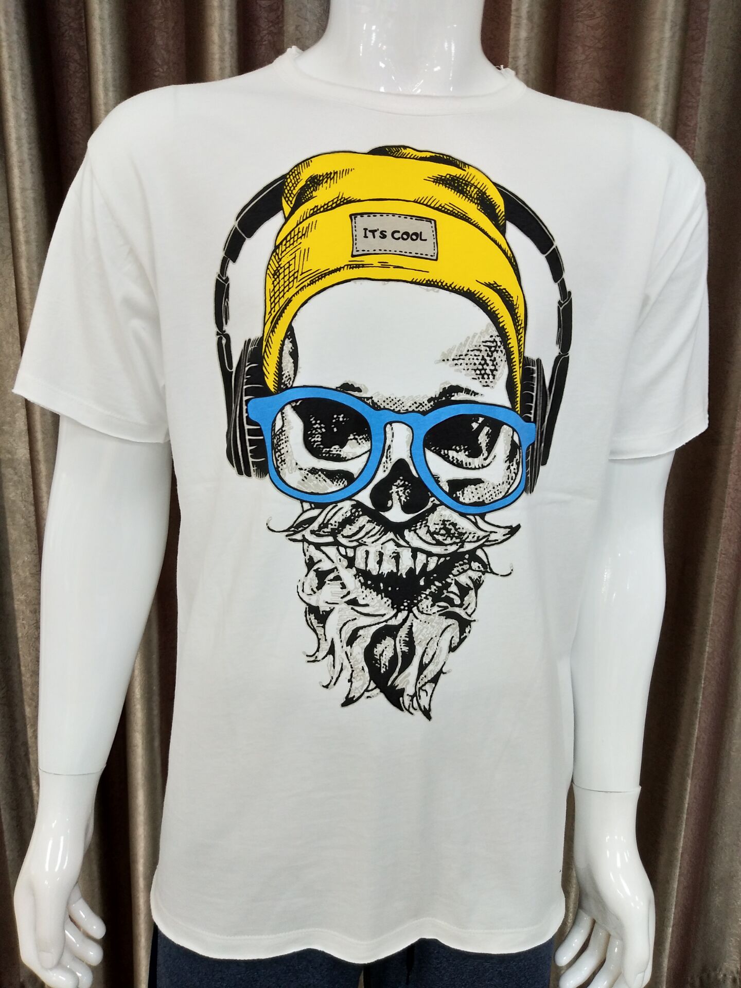 new design rubber print row collar t shirt