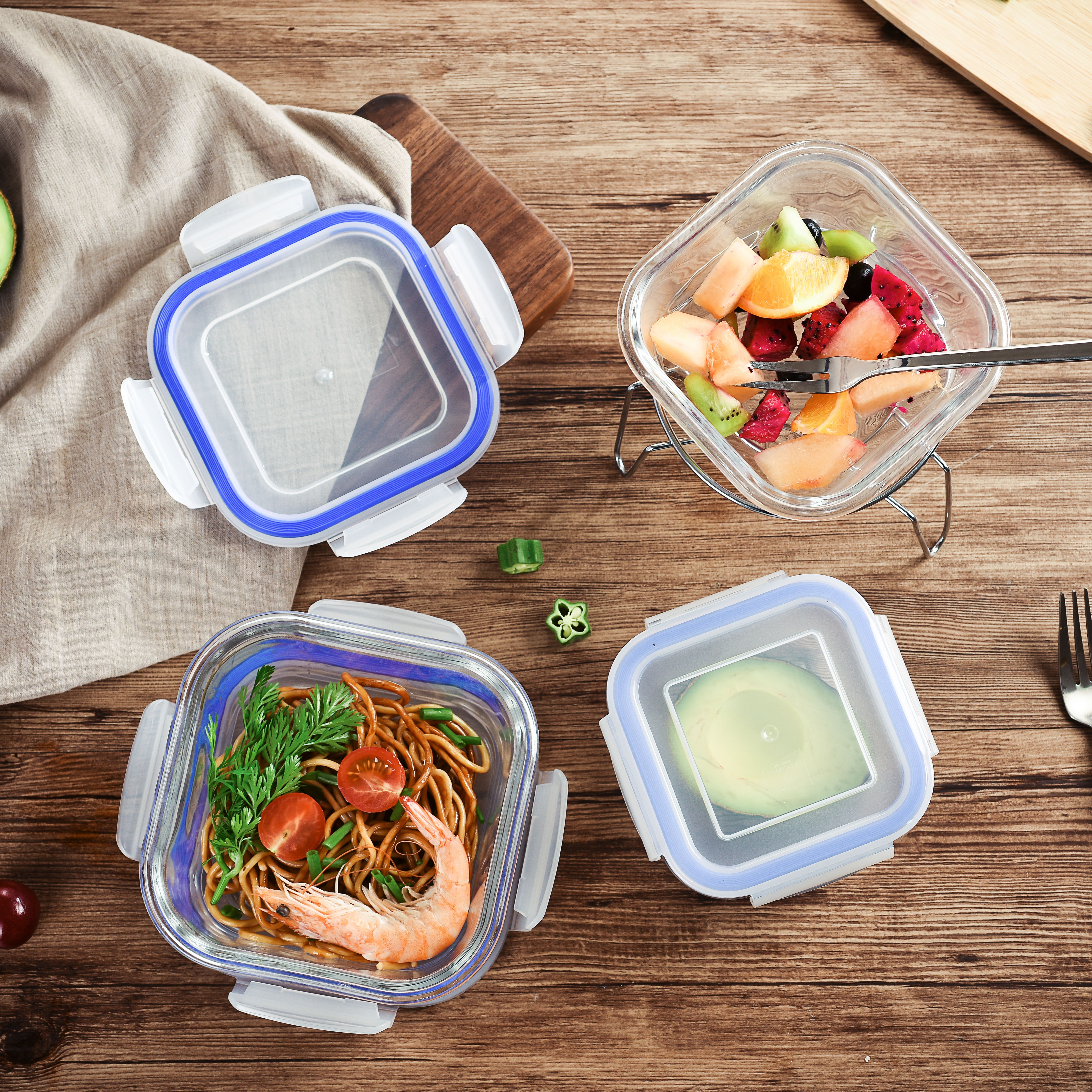 High Borosilicate Food Container Heat Resistant Microwave Lunch Box Vacuum Glass Food Container Set