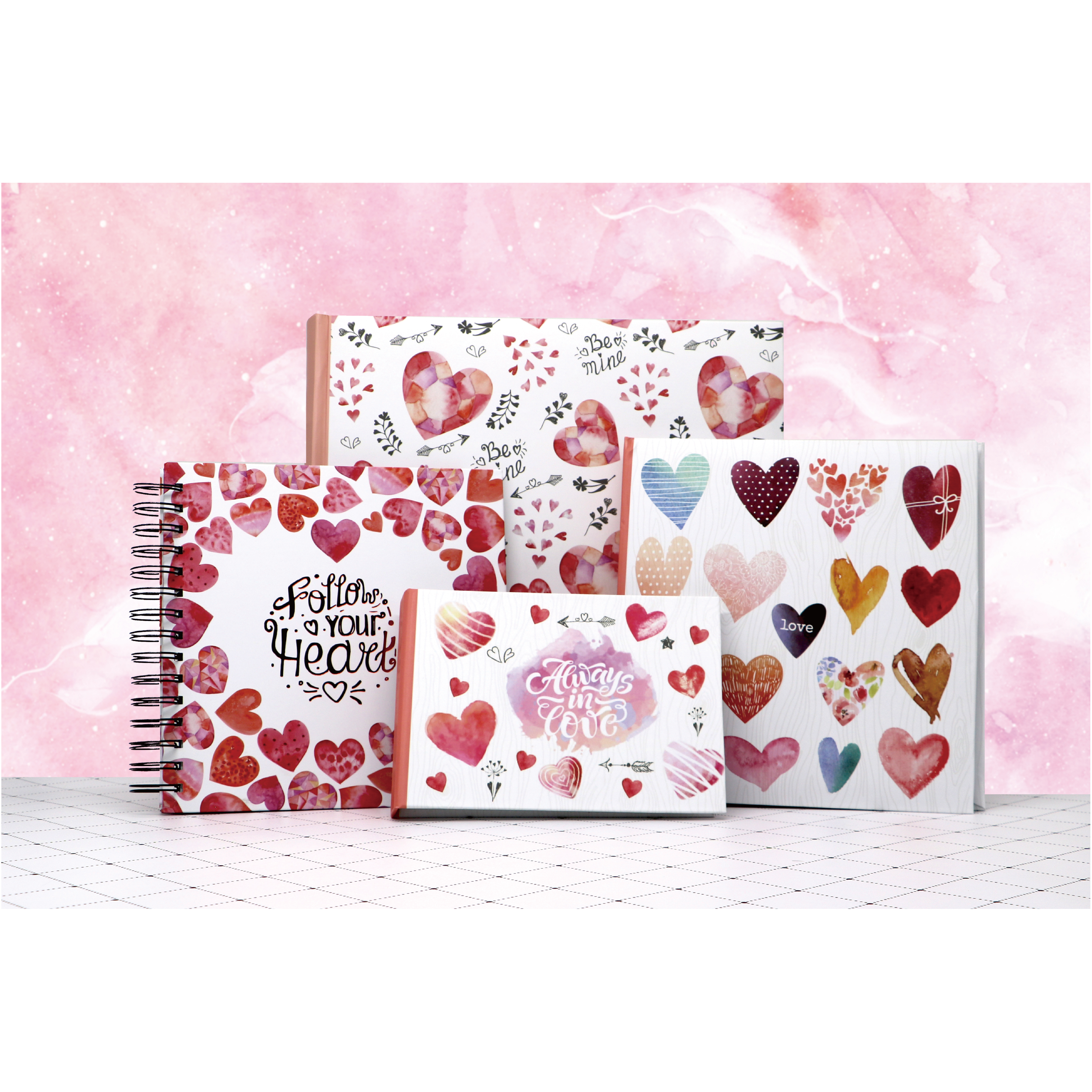 Heart Wedding Guest Book, Book Bound Photo Album, DIY scrapbook album, PP Weld Bound Photo Album, Spiral A5 Notebook