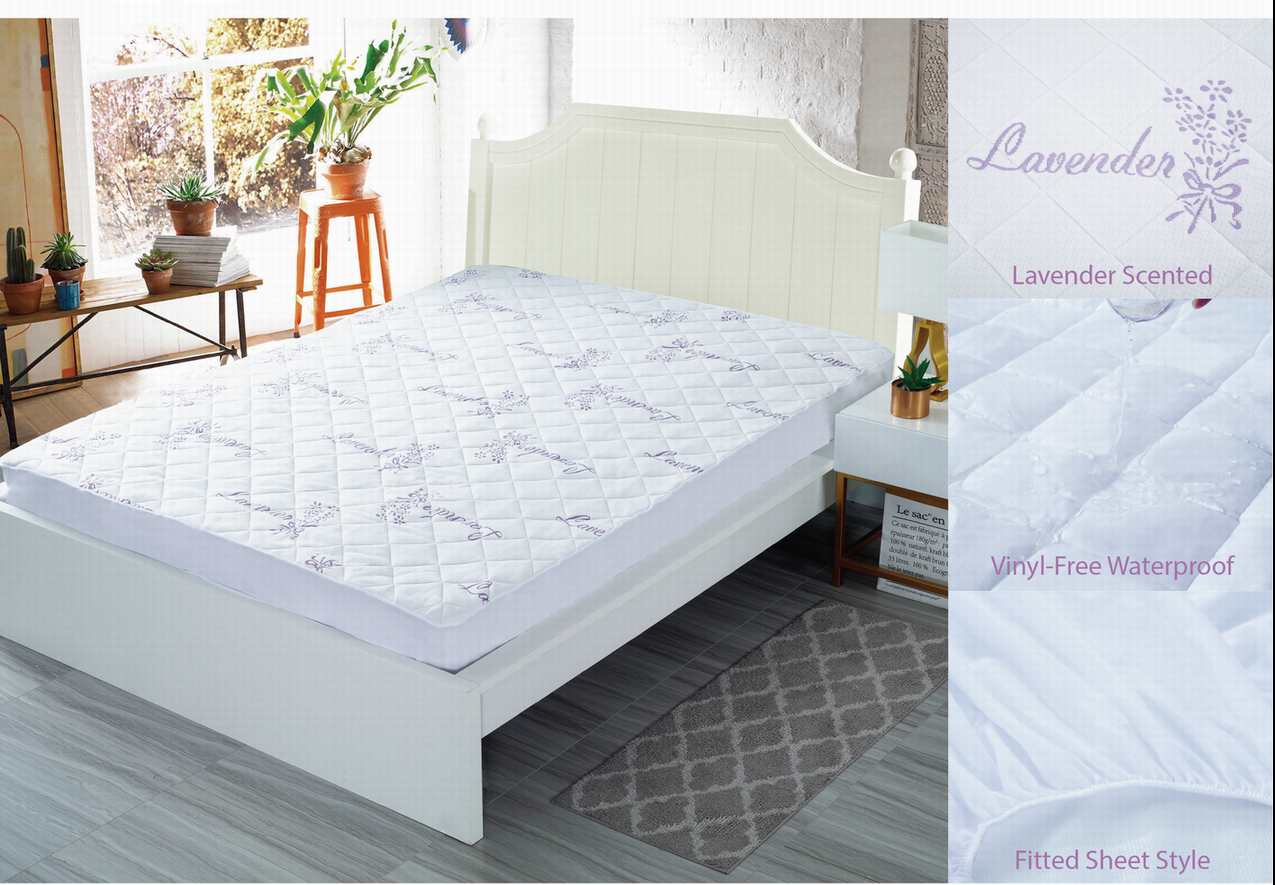Lavender Bamboo Quilted Waterproof Mattress Pad