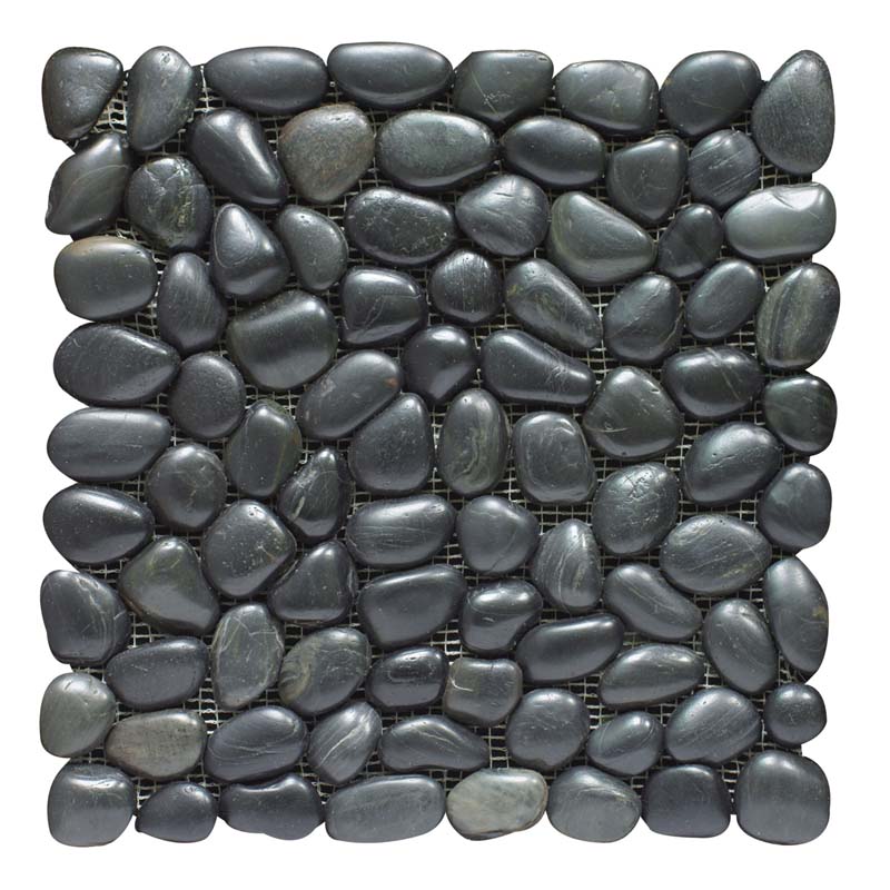 Black Pebble Mosaic Tile For Floor