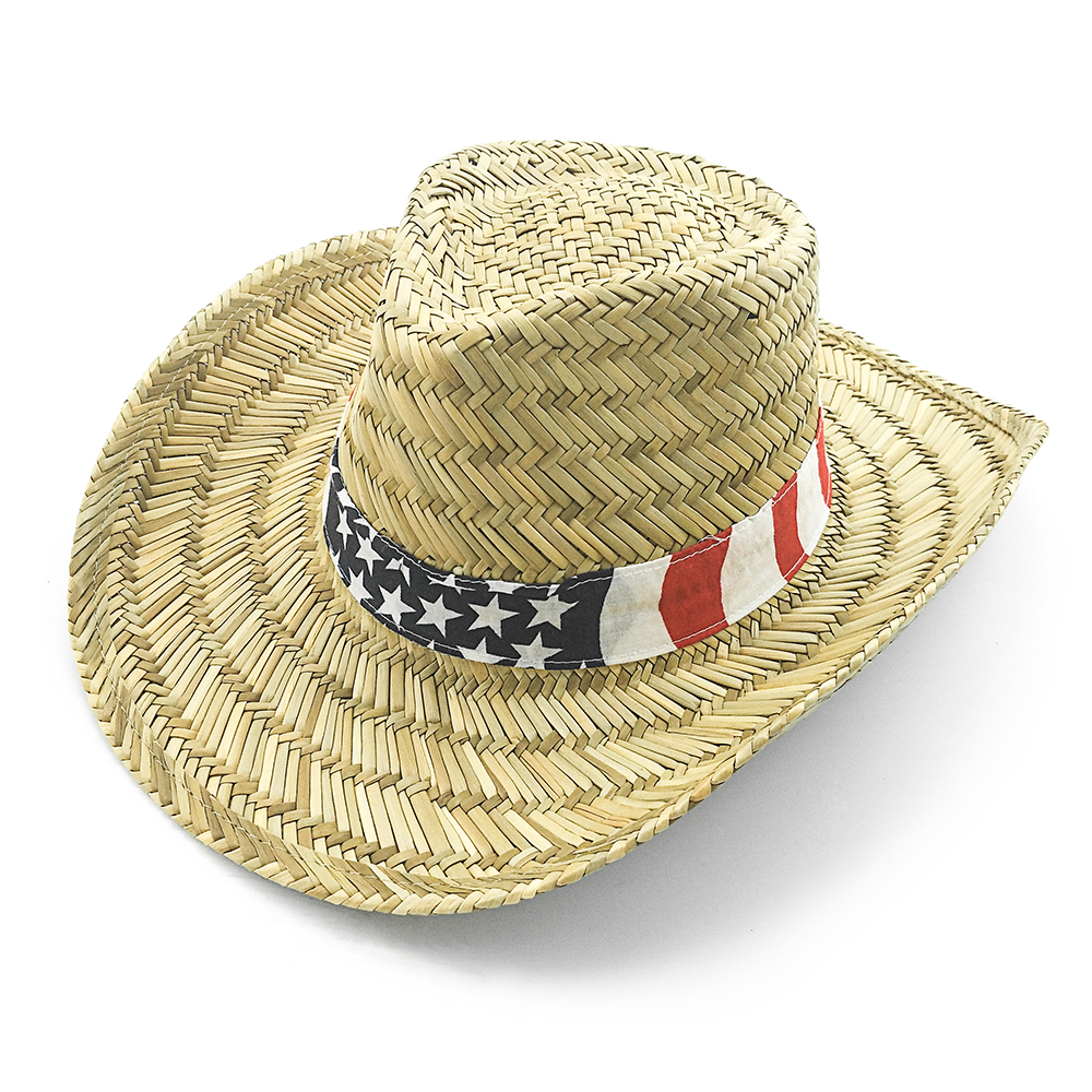 2020 New mens summer cowboy sun hat with American flag ribbon
