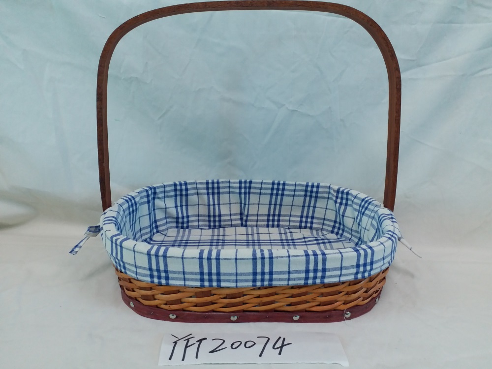 Gushi Yufeng Wicker Basket Gift Baskets Empty Oval Willow Woven Picnic Basket Easter Candy Basket Storage Wine Basket with Handle Egg Gathering Wedding Basket