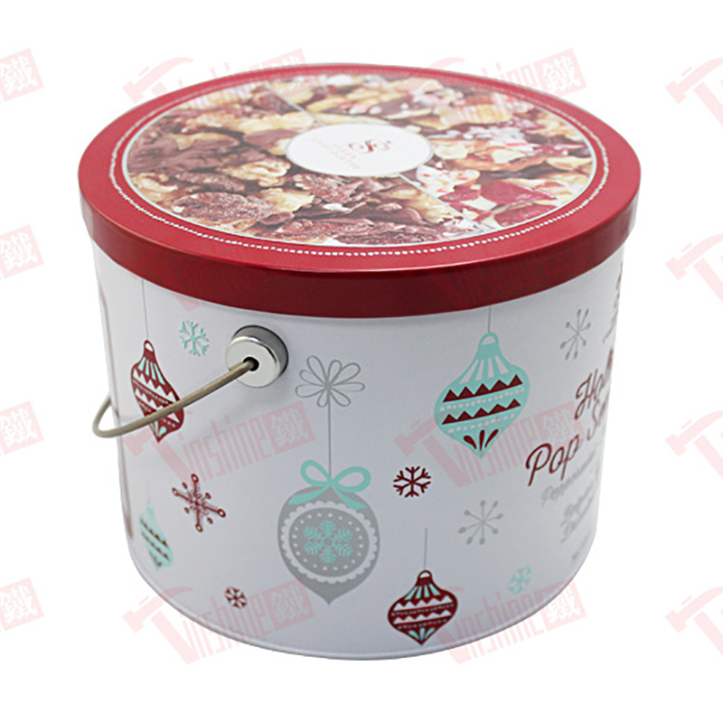 Handle round bucket， tin box, food can, tea box, bisucit tin , cookie tin packaging package