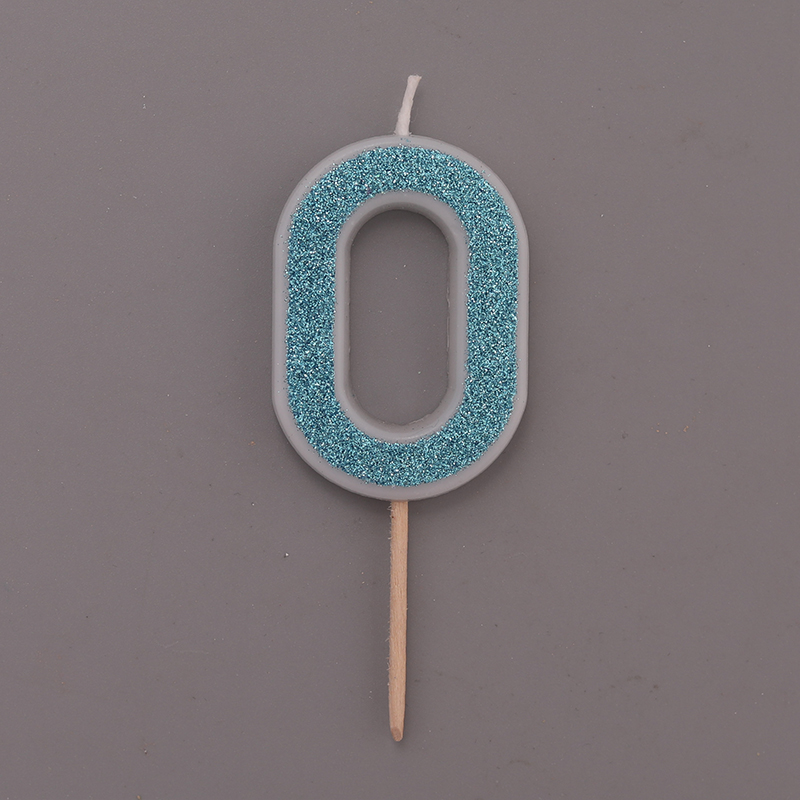 glitter powder cake numeral candle 0-9