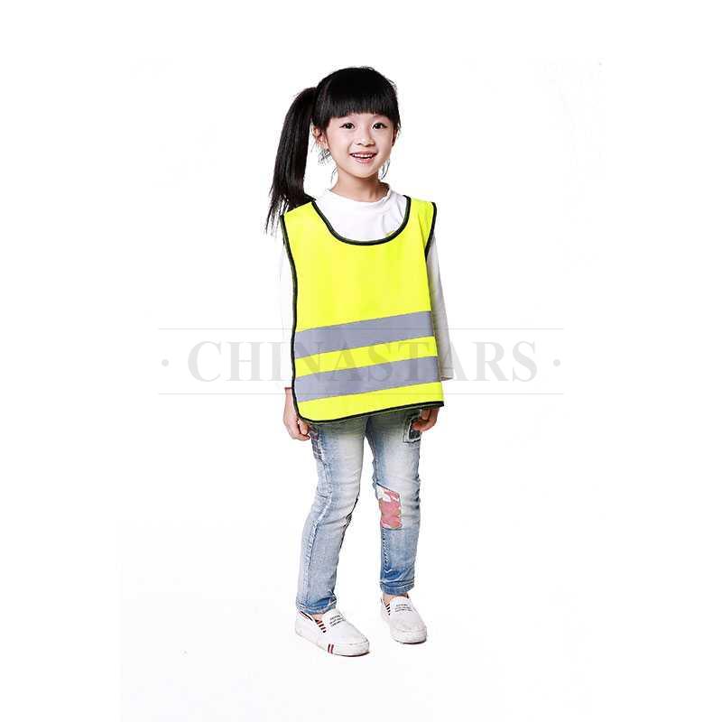 Fluorescent yellow children safety reflective vest clothing with reflective tape