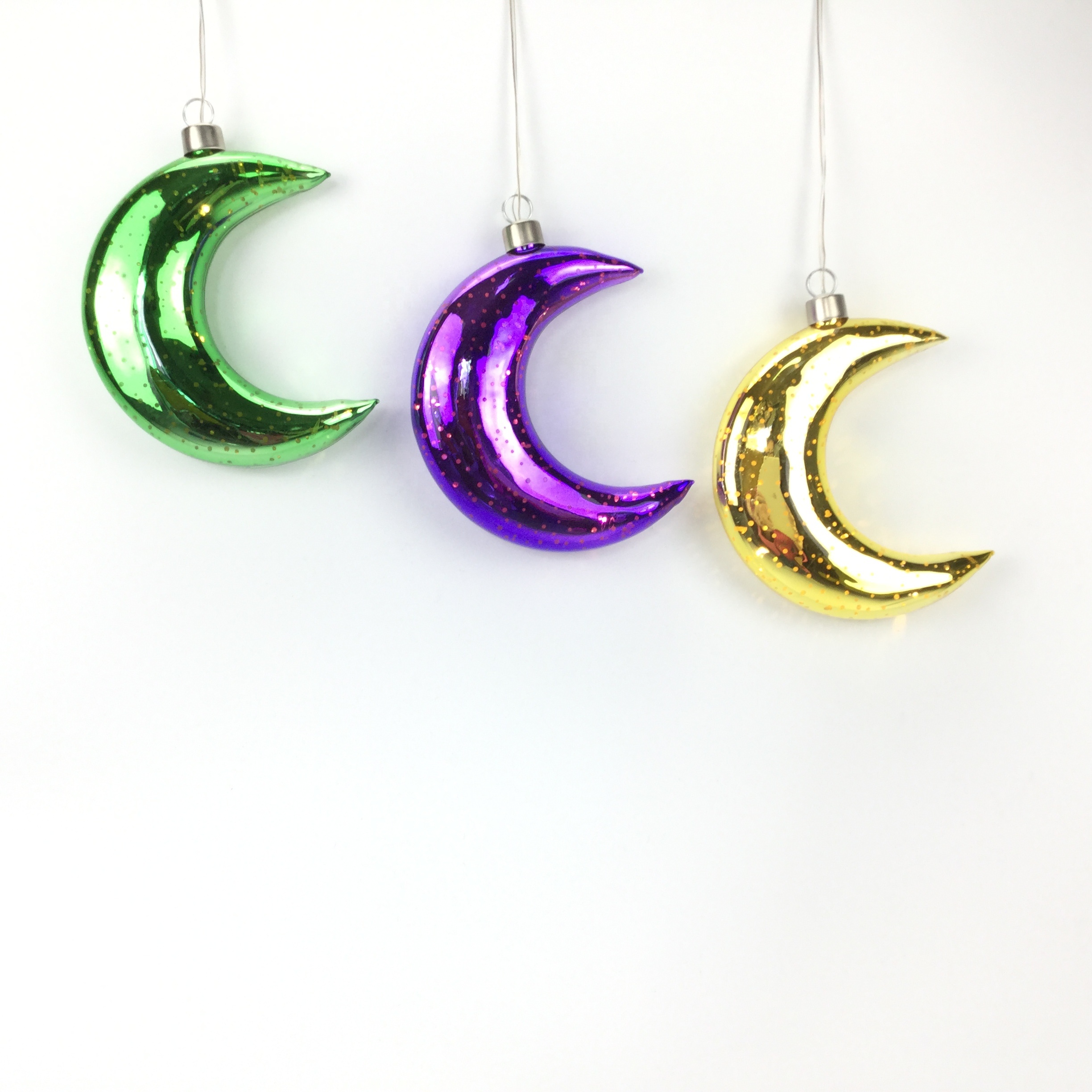 Glass Moon LED Ornament | Holiday Hanging Decor Gift