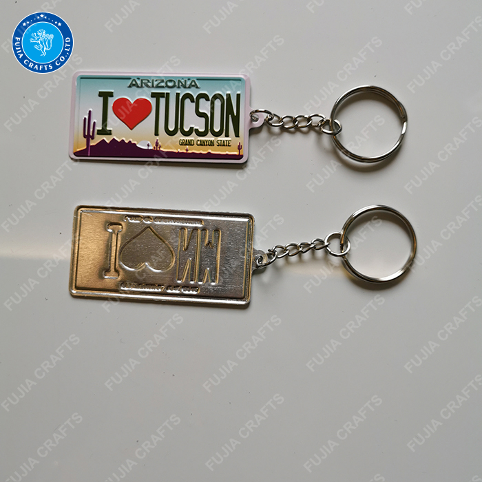 Wholesale Custom DIY Design USA License Plate Printed Embossing Metal Aluminum Keychain