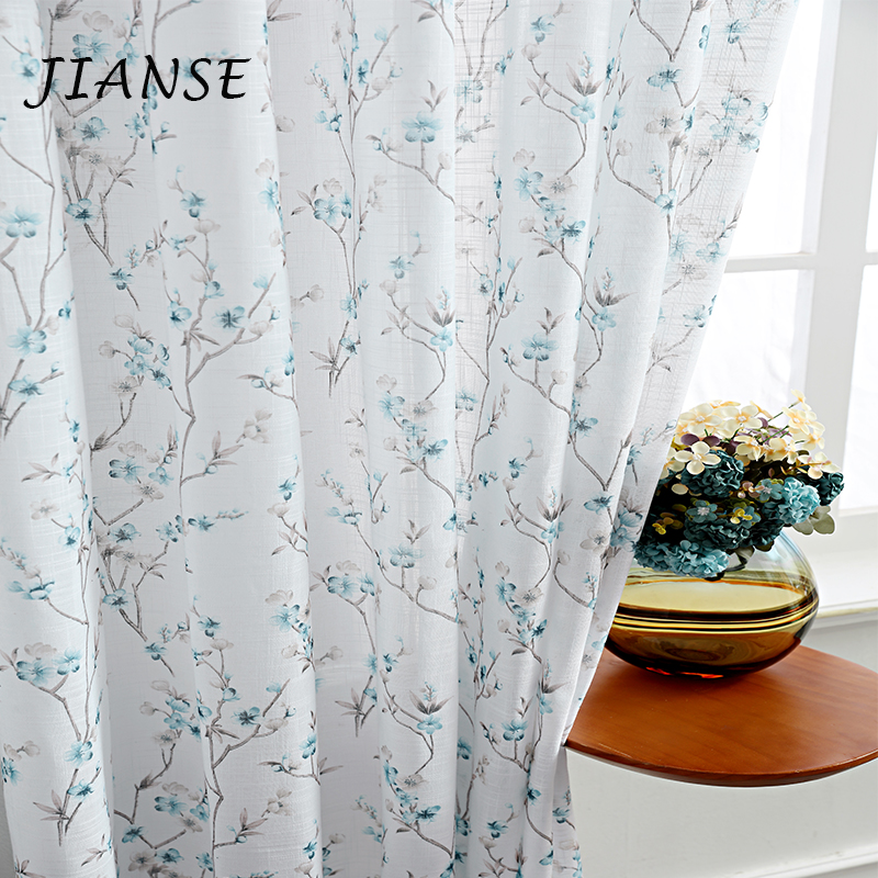 CURTAIN A3723 Like liene fabric branch and leaf printed curtain cloth