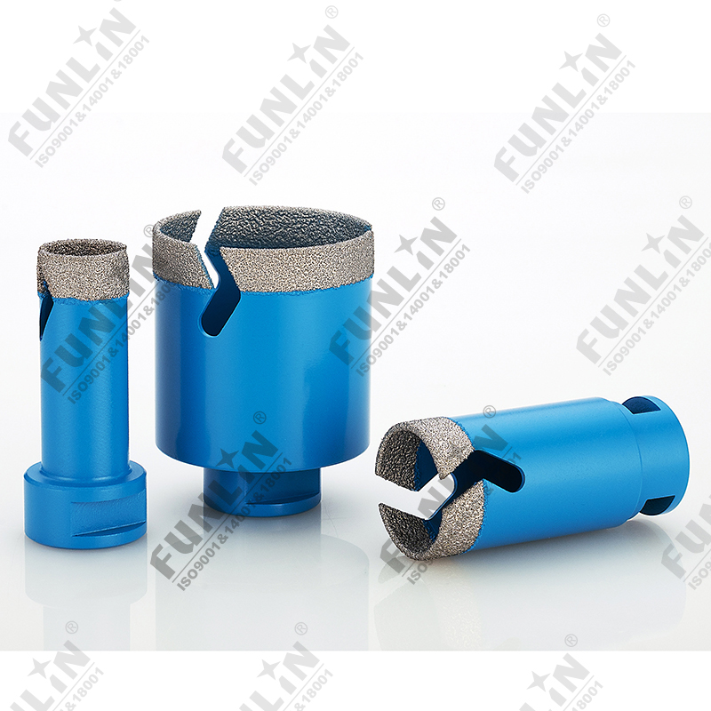 High speed dry vacuum brazed diamond core drill