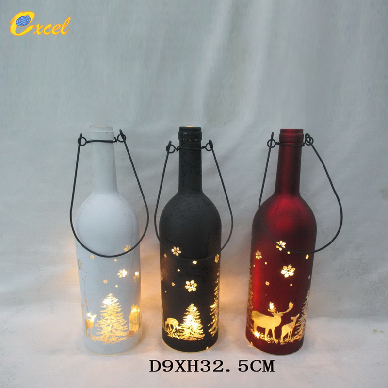 glass bottle with LED light