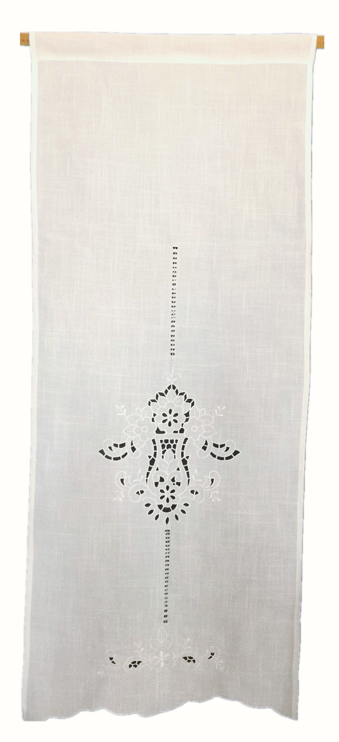 Curtain With Cutwork Hemstitch & Embroidery