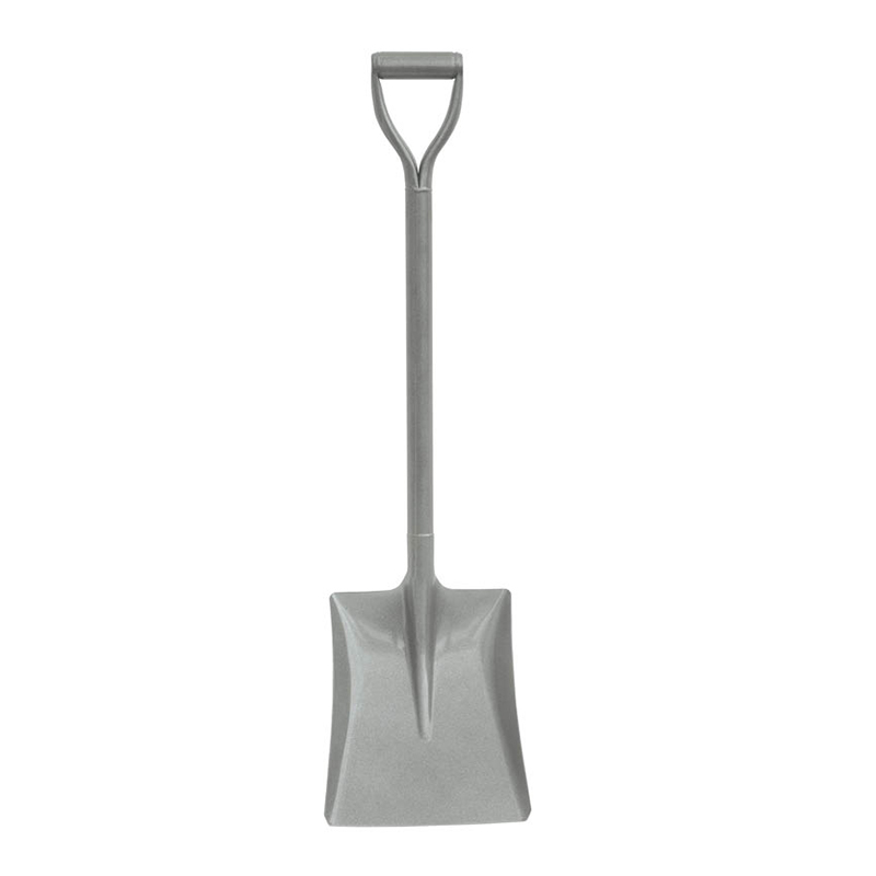 Square shovel with metal handle