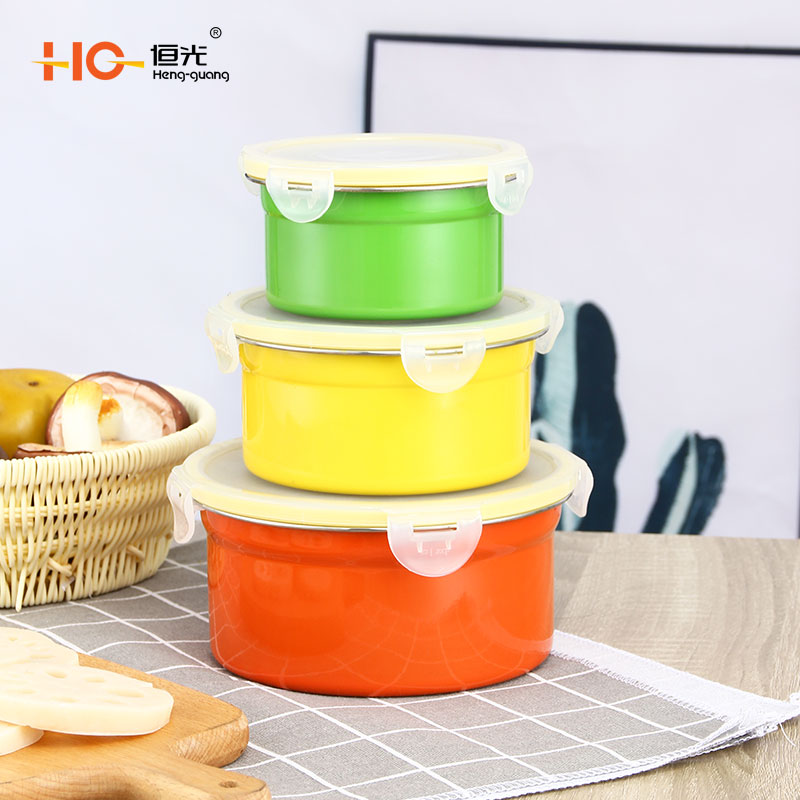 Hengguang stainless steel crisper lunch box circular crisper sealed crisper refrigerated crisper leakproof crisper color crisper