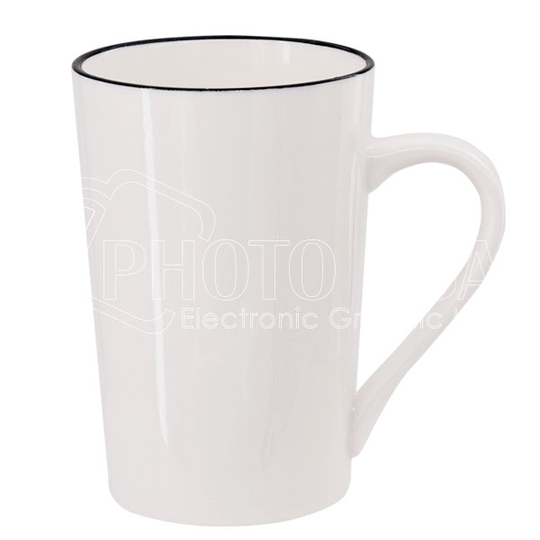 12 oz. Ceramic Latte Mug w/ Black Rim