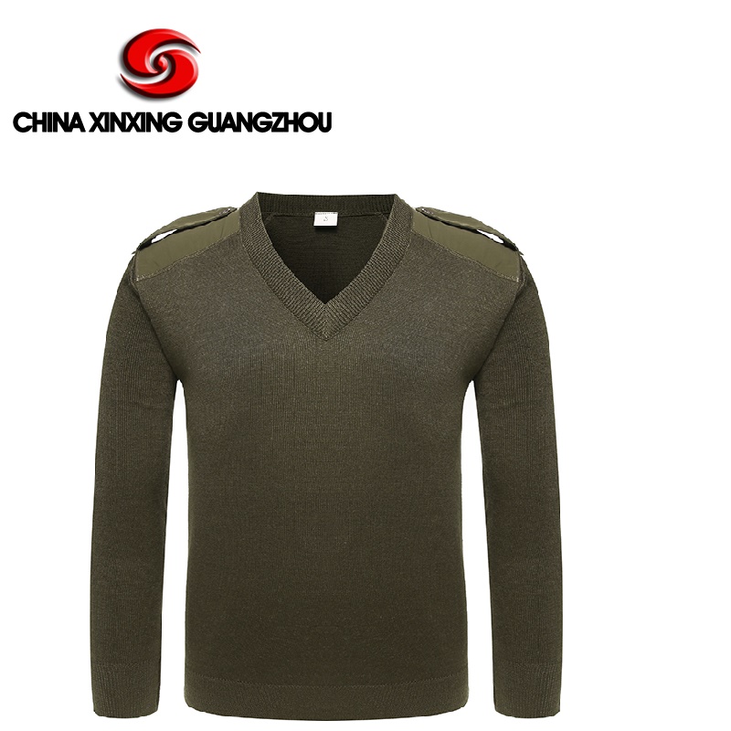 V-neck army olive green sweater for police