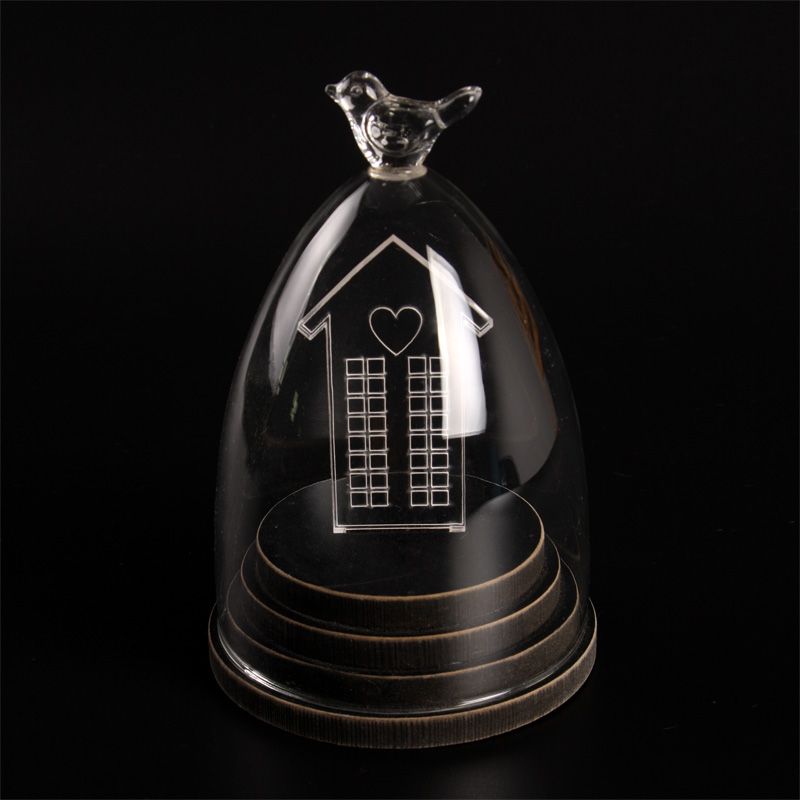 LED Night Lamp - Bottled House, wood base
