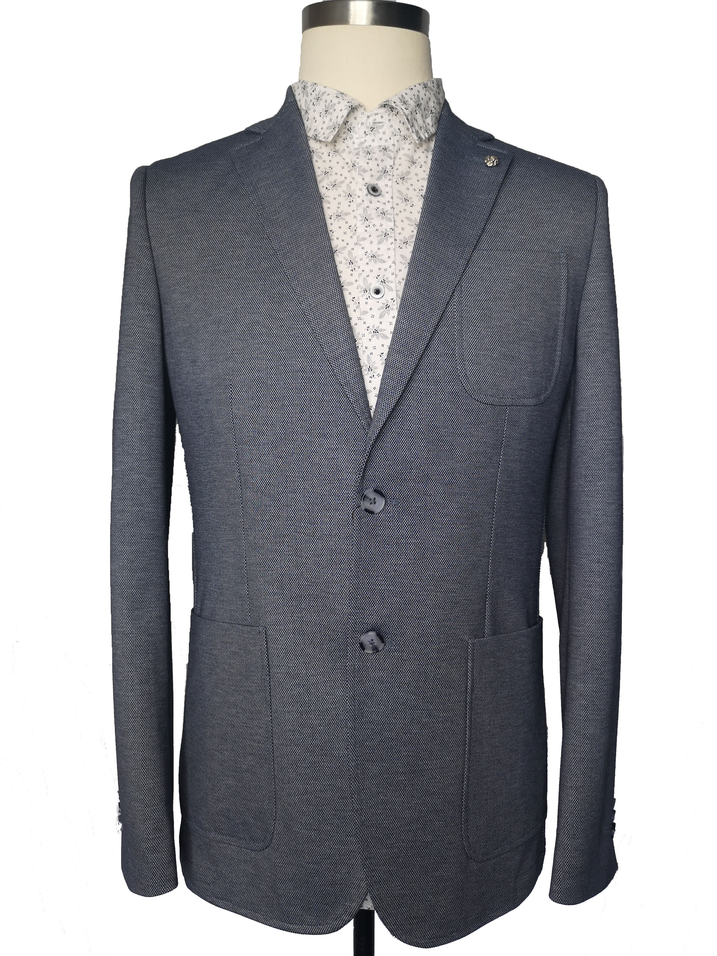 Grey Regular Fit Knitted Men’s Casual Jacket