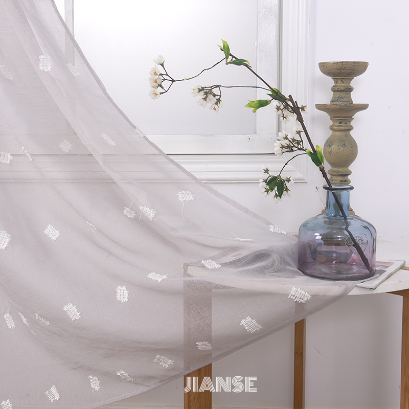 CURTAIN E8182 Block embroidery modern pattern dolly sheer hot sale engineering curtain fabric "
