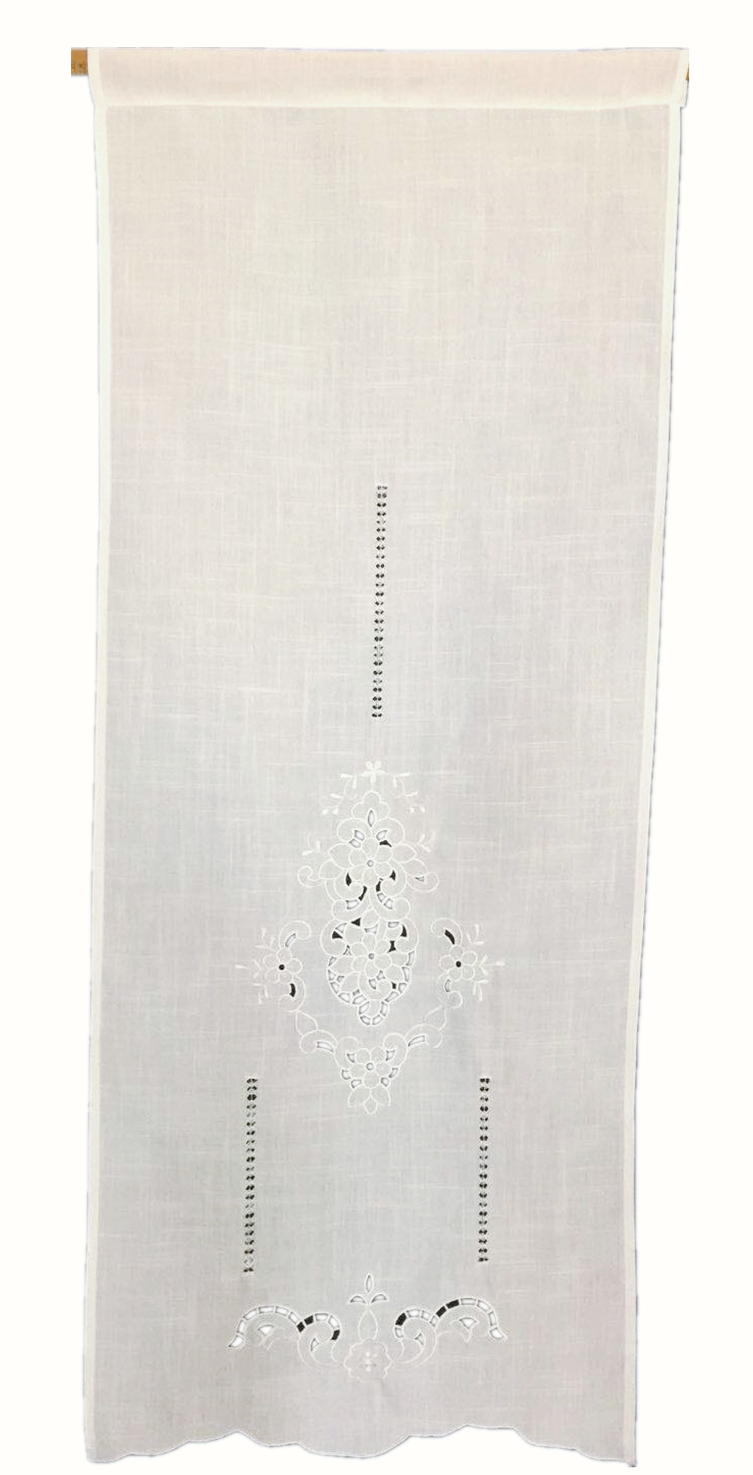 Curtain With Cut Work, Hemstich & Embroidery
