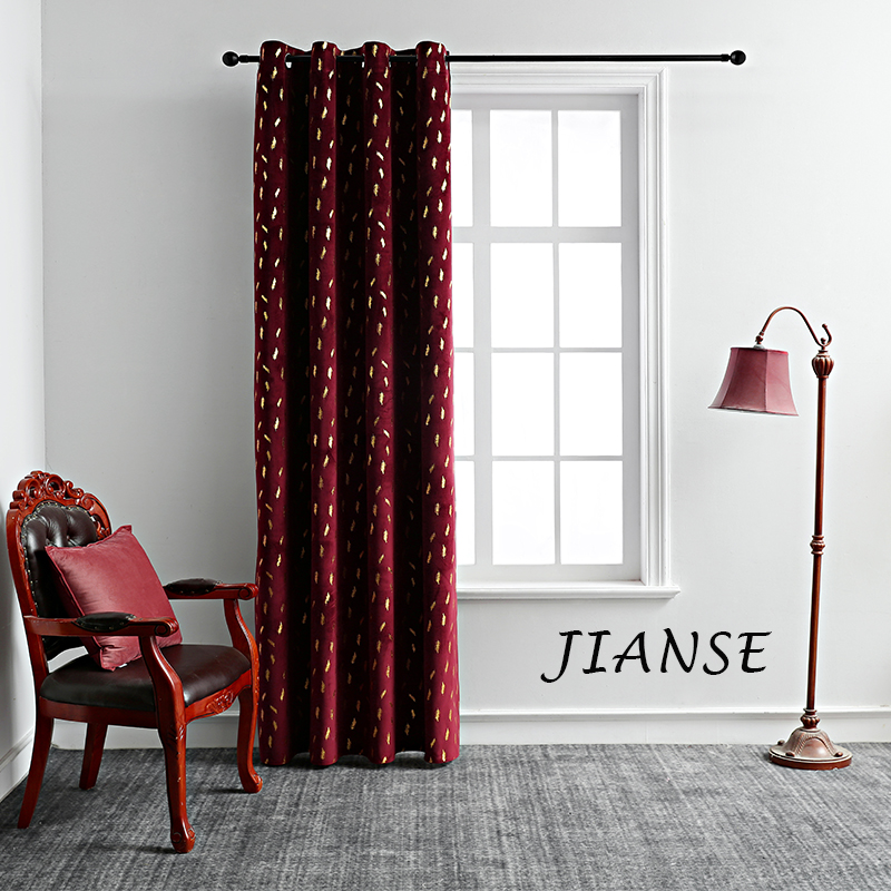CURTAIN A3609 High quanlity velvet blackout curtain faether gold printed cortina for home window