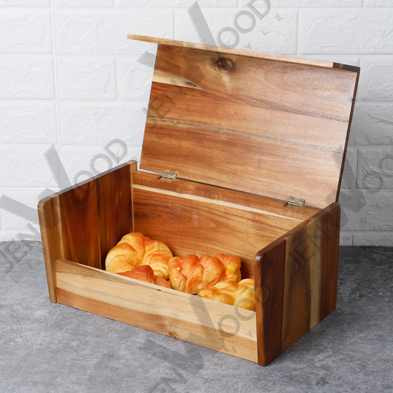 Acacia wooden bread box
