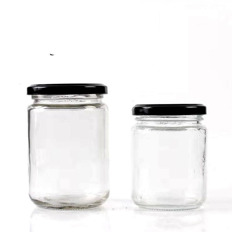 Wholesale 200ml Round Shaped Glass Jam Jar Canned Food Glass Bottle with Metal Lid