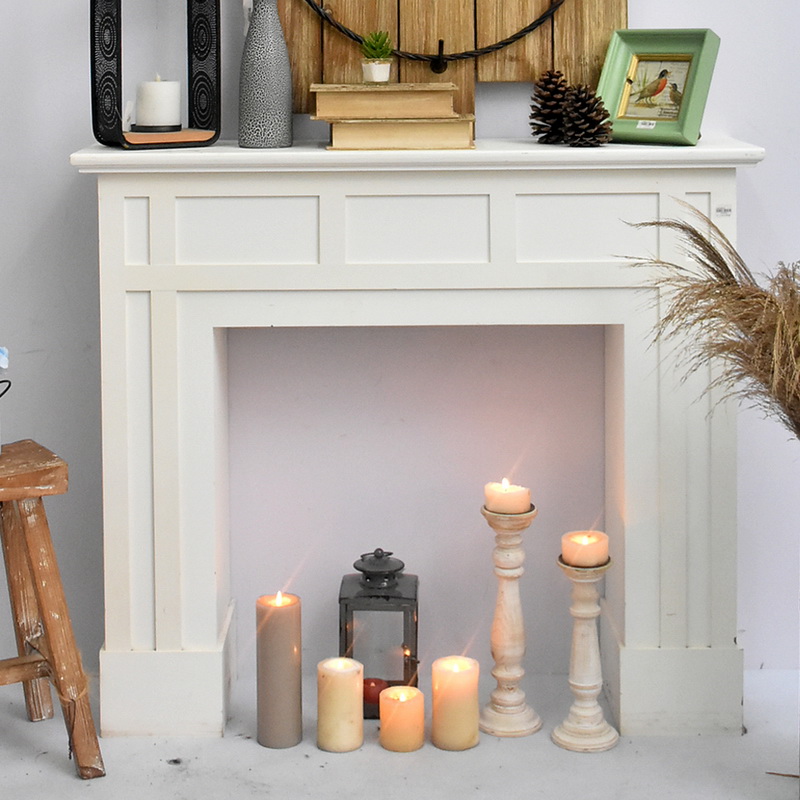 Luckywind Vintage Free Standing Classic Decorative Wooden Fireplace, Antique French Style Indoor Mdf Wood Fireplace Mantel