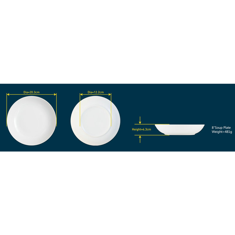 Coupe shape 8'' soup plate