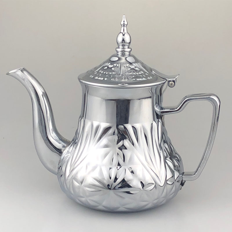 High quality Stainless steel Moroccan Coffee pot Metal Arabic Tea pot Chrome plated Gold Plated