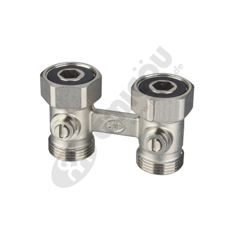 Straight H-mode double ball valve with male thread